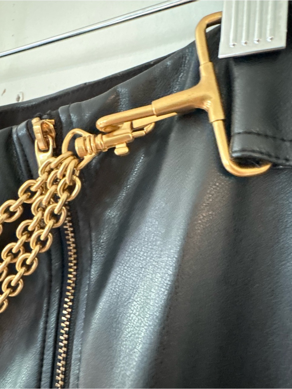 Donna Karan New York Faux Leather Chain Midi Pencil Skirt Edgy Chic Sz 10 - Picture 9 of 12